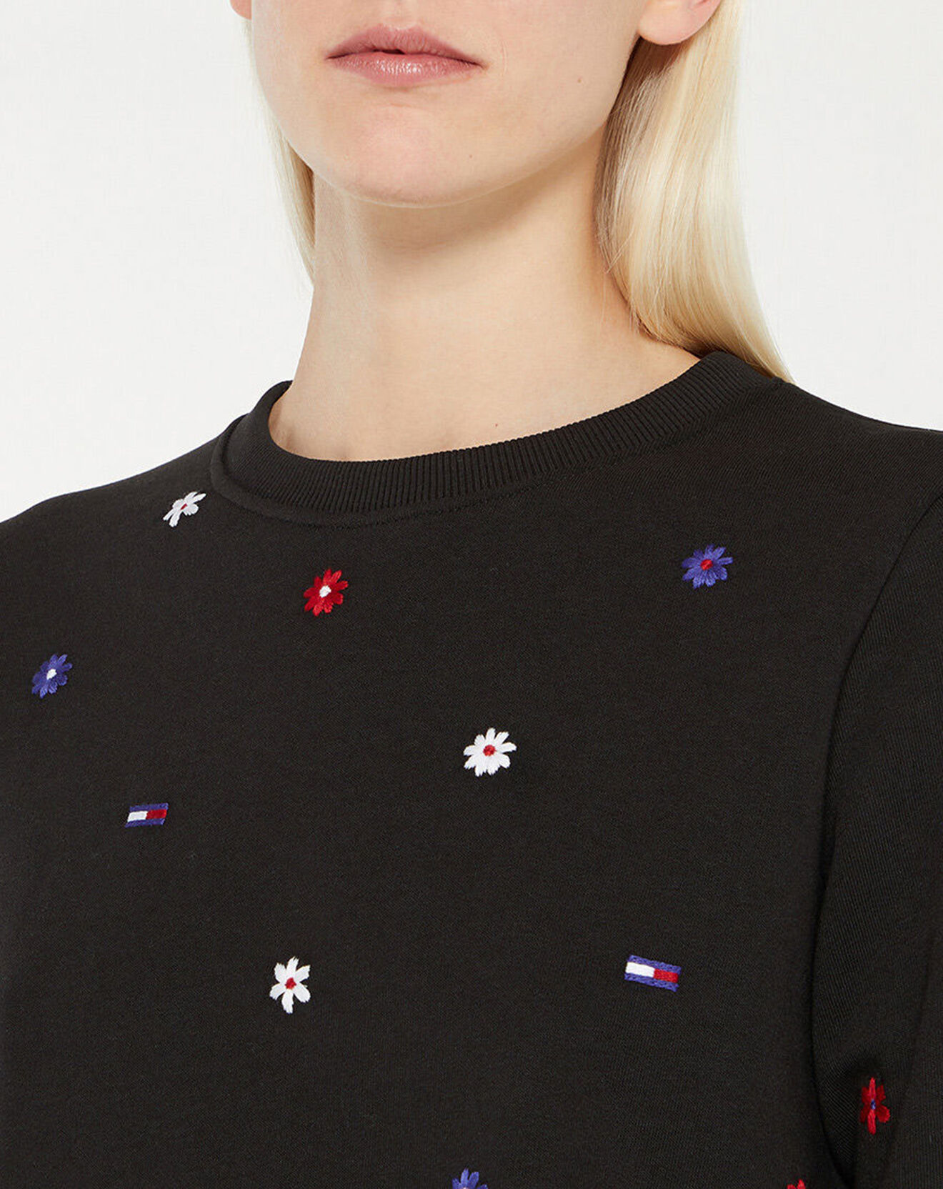 Tommy Jeans Sweat Crit Crew à fleurs noir/multicolore