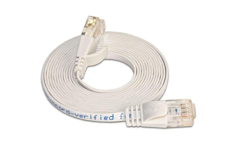 Slimpatchkabel RJ-45 - RJ-45, Cat 6, UTP, 0.5 m, WeissUnscreened/Unshielded Twisted-Pair-Kabel (UTP) mit Klinkenschutz