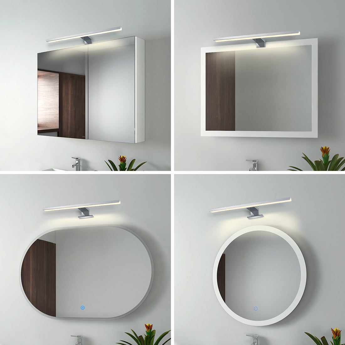 EMKE LED-spiegellamp, 40 cm spiegellamp voor badkamer, IP44, kastlamp, chroom, neutraal licht 4200K