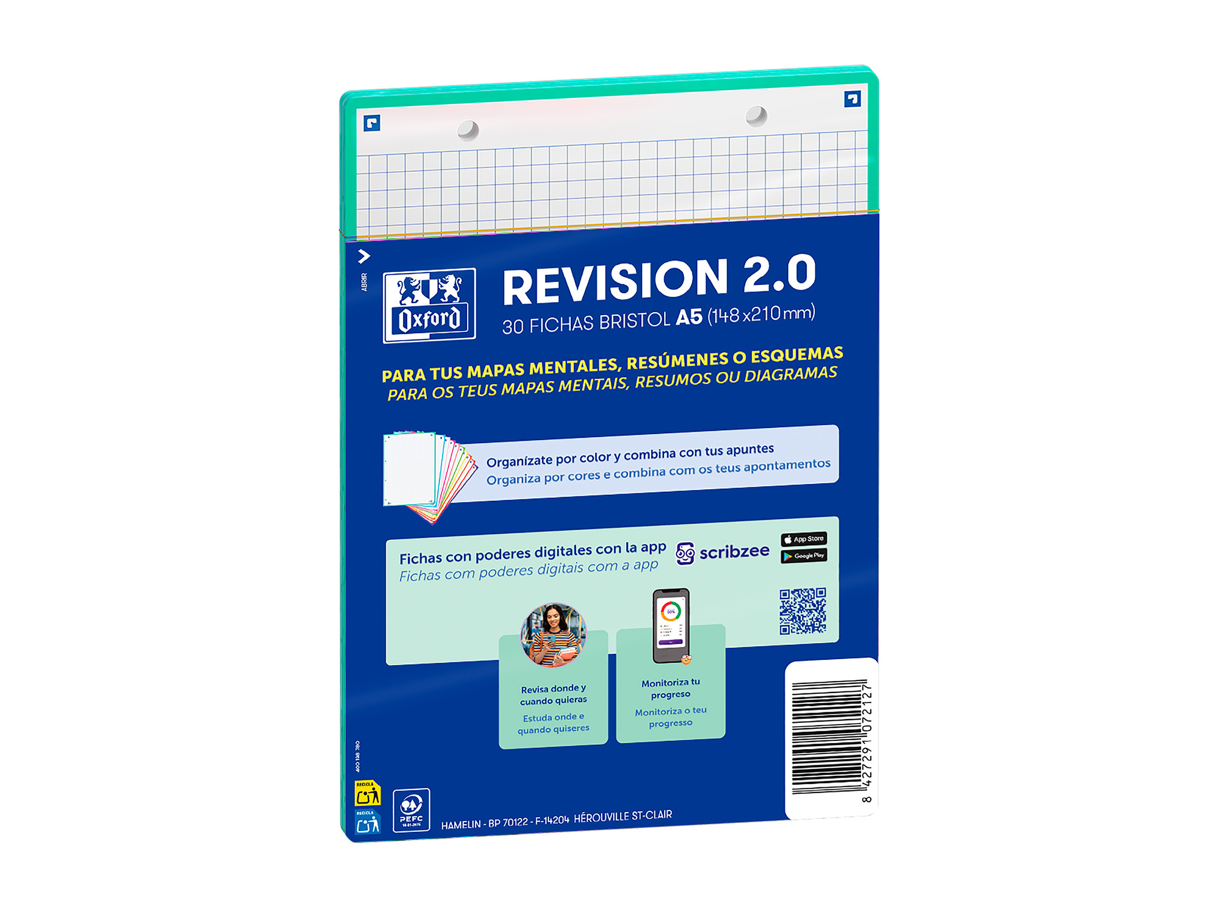 FLASHCARDS QUADRICULADOS OXFORD 2.0 A5 ICEMINT 30 FOLHAS