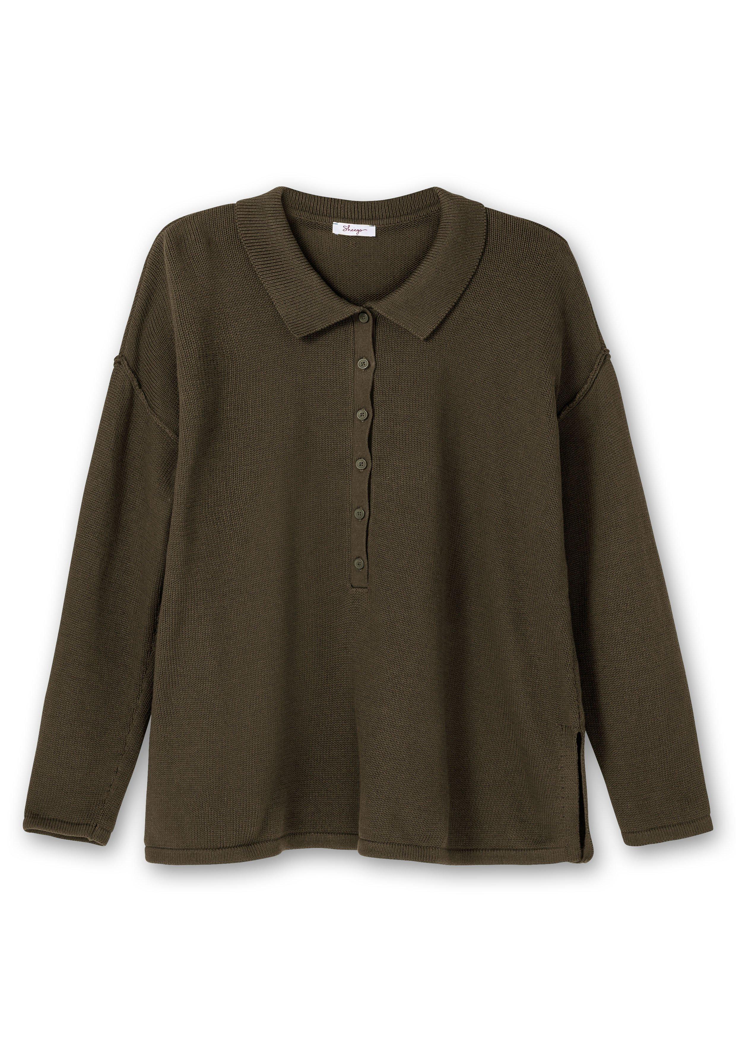 Pullover im Linksstrick, mit Polokragen