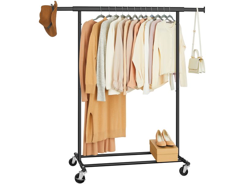 Songmics Garderobenständer 92 - 132cm, Schwarz Schwerlast Kleiderständer
