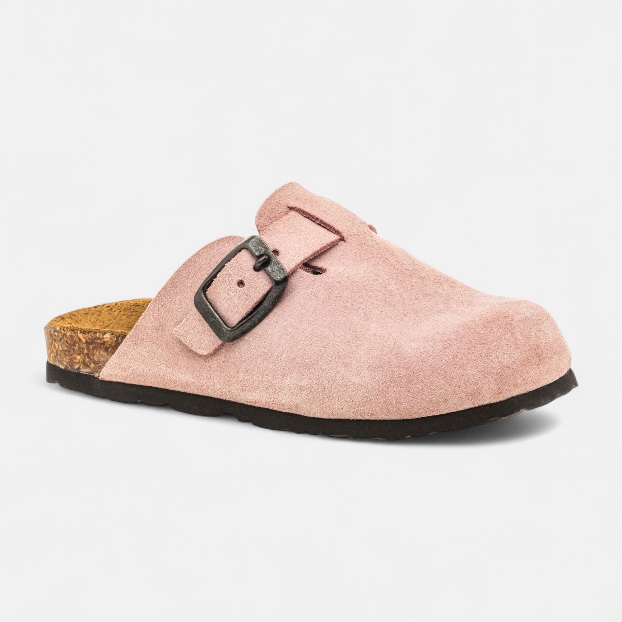 Mules semelle liège Fille en cuir rose
