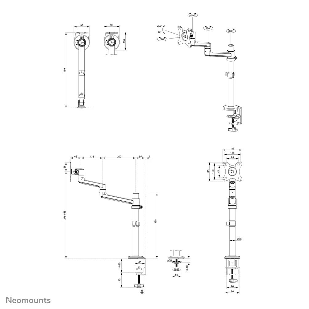 Neomounts DS60-425BL1 bureausteun voor flatscreen