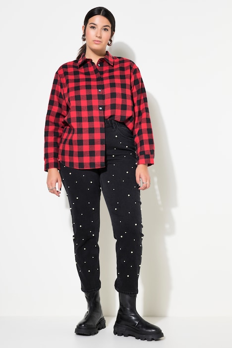 Mom-Jeans, Zierperlen, 5-Pocket