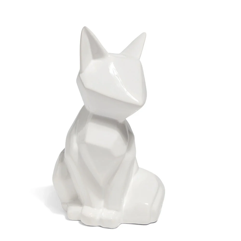 Tirelire renard origami en céramique blanc