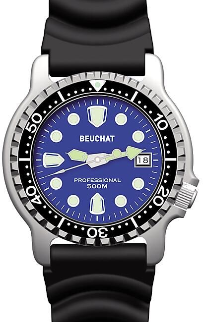 BEUCHAT MONTRE - MONTRE LUMITECH 500M QUARTZ BRACELET CAOUTCHOUC