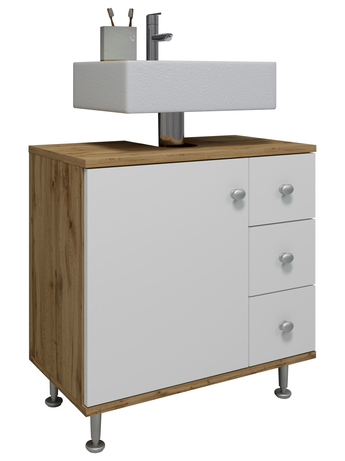 Unterschrank NILOSI M - Honig Eiche-weiß - 60 cm breit