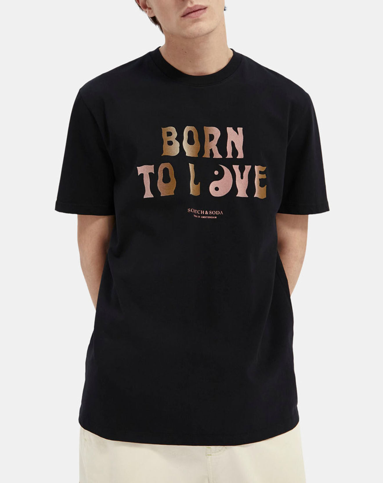 Scotch & Soda T-Shirt en Coton bio Born to Love noir