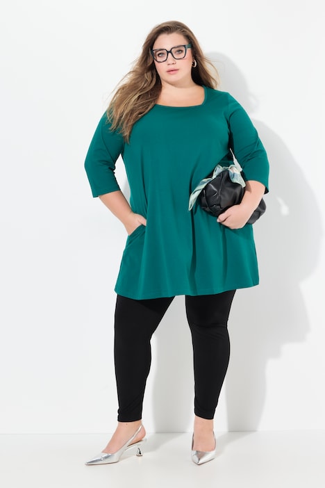 Longshirt, A-Linie, Carree-Ausschnitt, 3/4-Arm
