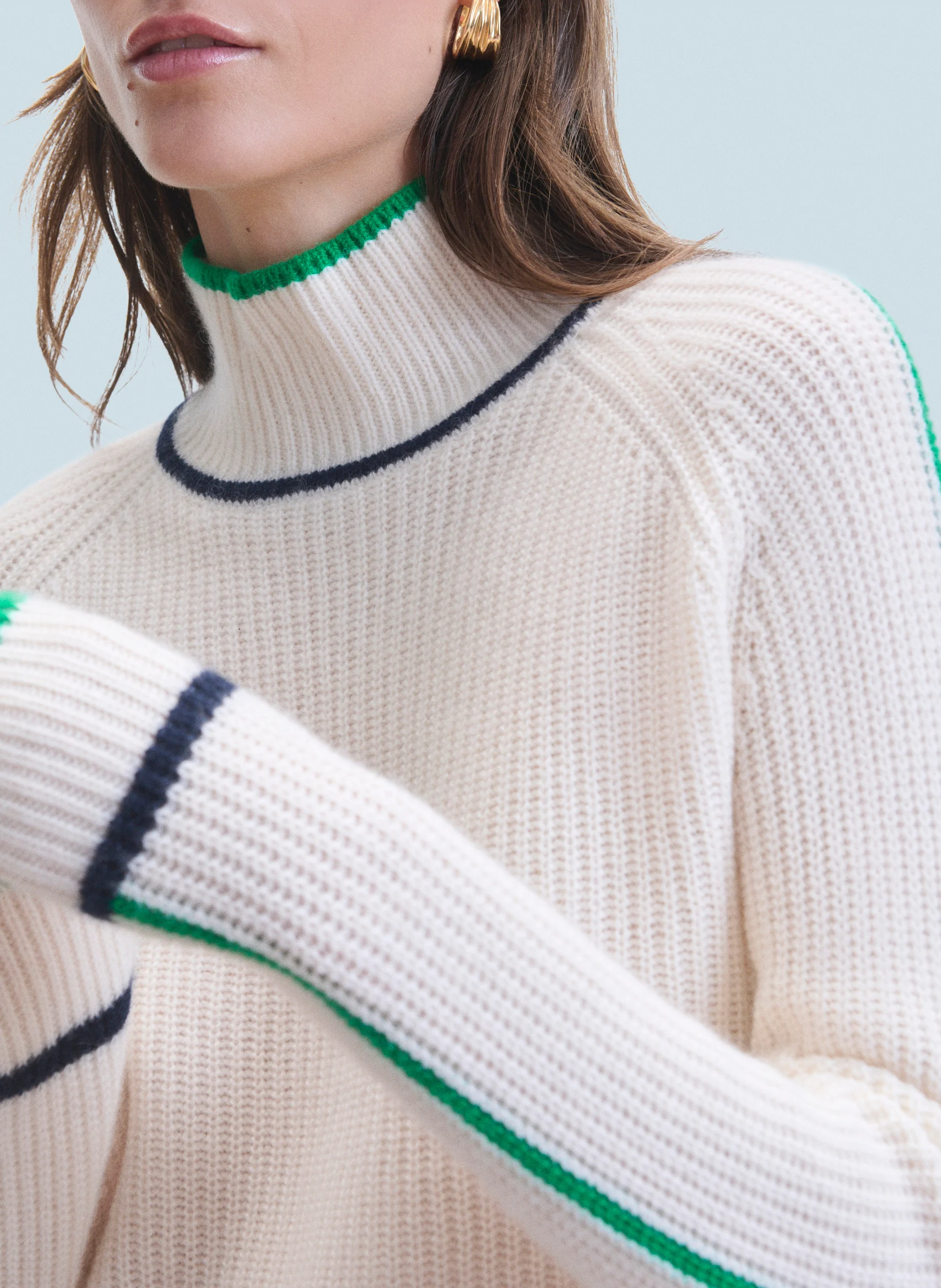 Pull col montant en cachemire | Blanc