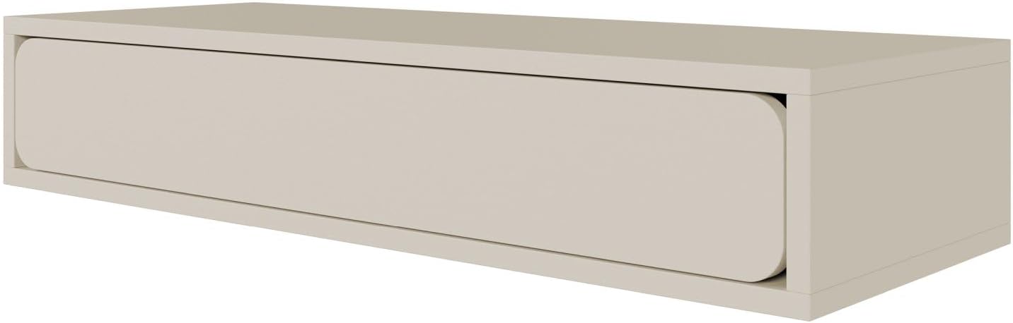 Selsey Konsolentisch 90 x 35 x 17 cm, Minimalistisches Design mit Schublade, Hängeschublade für Wohnzimmer oder Flur, Robuste Laminatspanplatte, Graubeige, Stilvoller Flur Möbel Set