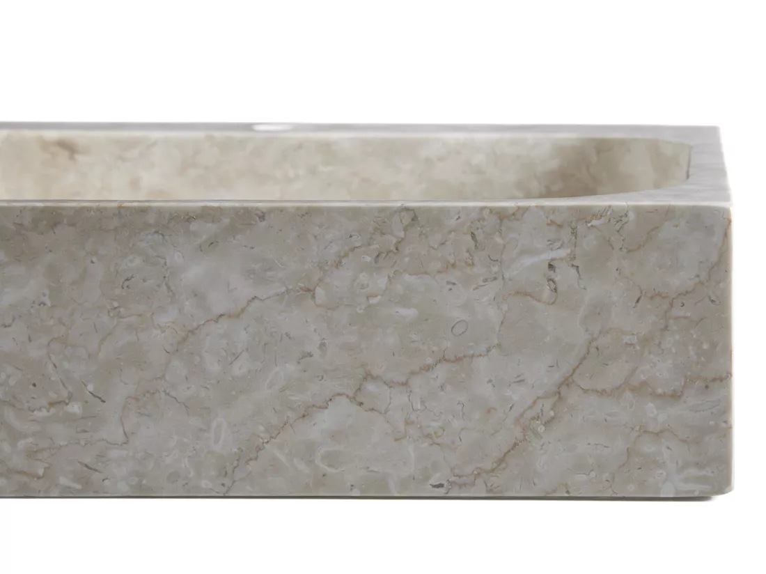Vasque à poser / lavabo en marbre coloris beige - Longueur 52 x Hauteur 13 x Profondeur 42 cm