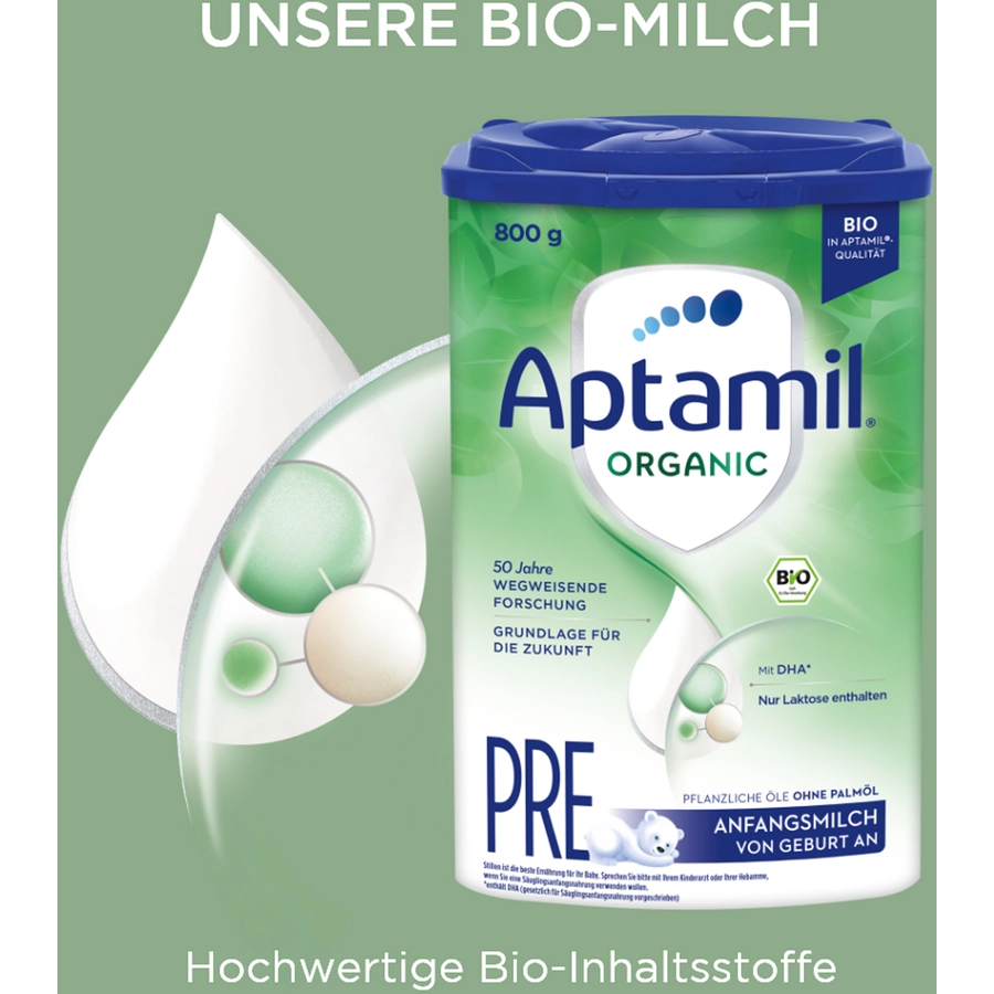Aptamil Anfangsmilch Pre Organic 6x 800 g ab der Geburt