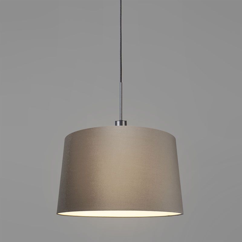 Moderne hanglamp zwart met kap 45 cm taupe - Combi 1