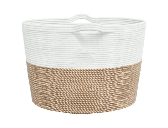 VIDAXL - Panier à linge marron et blanc ø60x36 cm coton