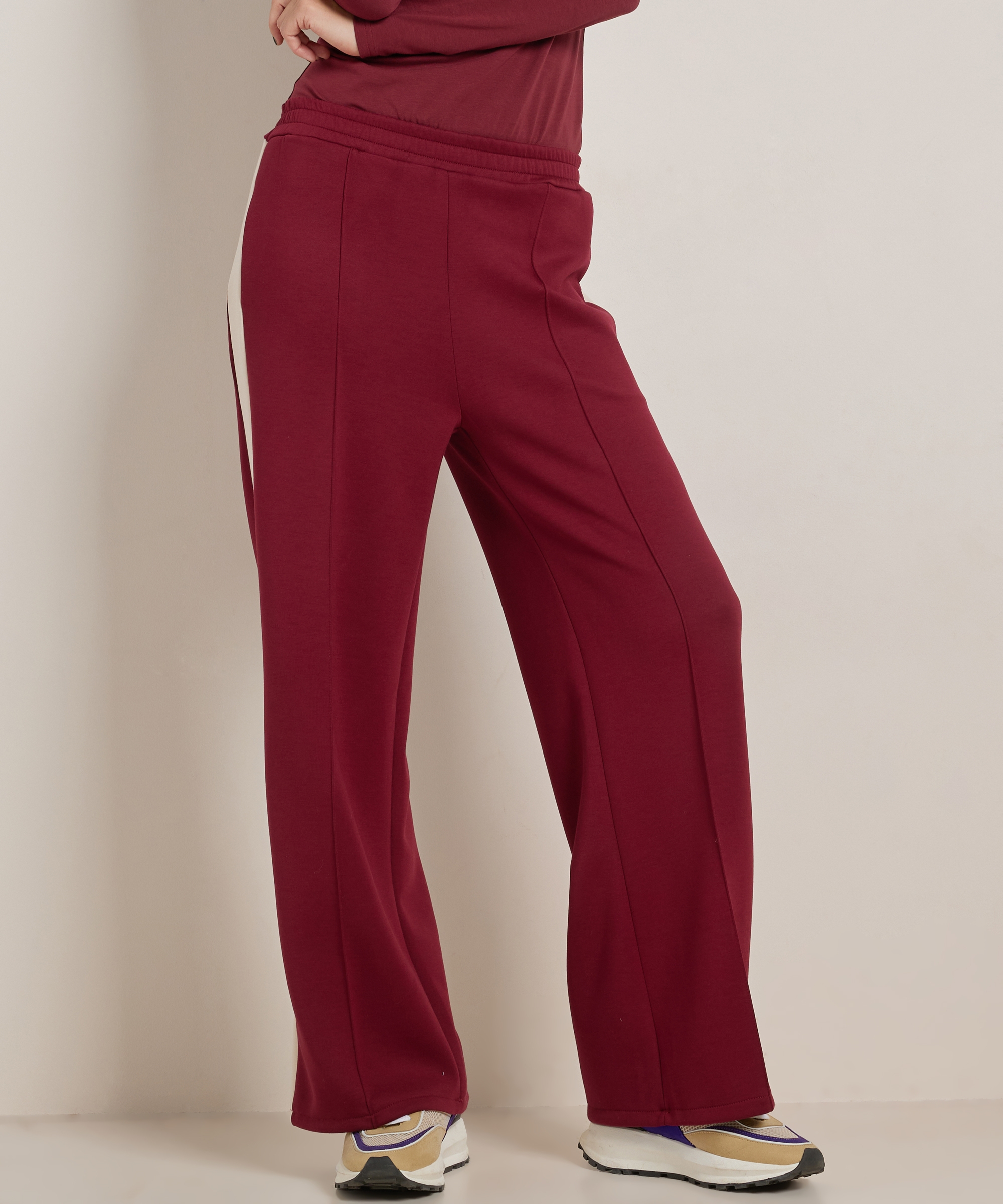wide fit broek met streepbaan
