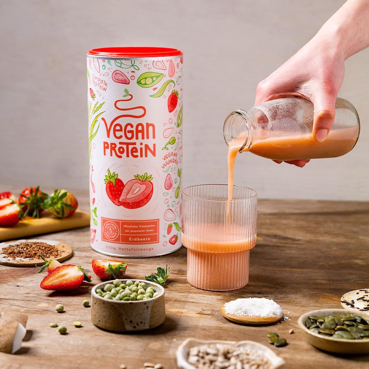 Vegan Protein - ERDBEERE - Pflanzliches Proteinpulver