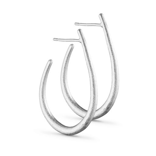 Pure By Nat Dråbeformede Medium Øreringe, Silver Plated
