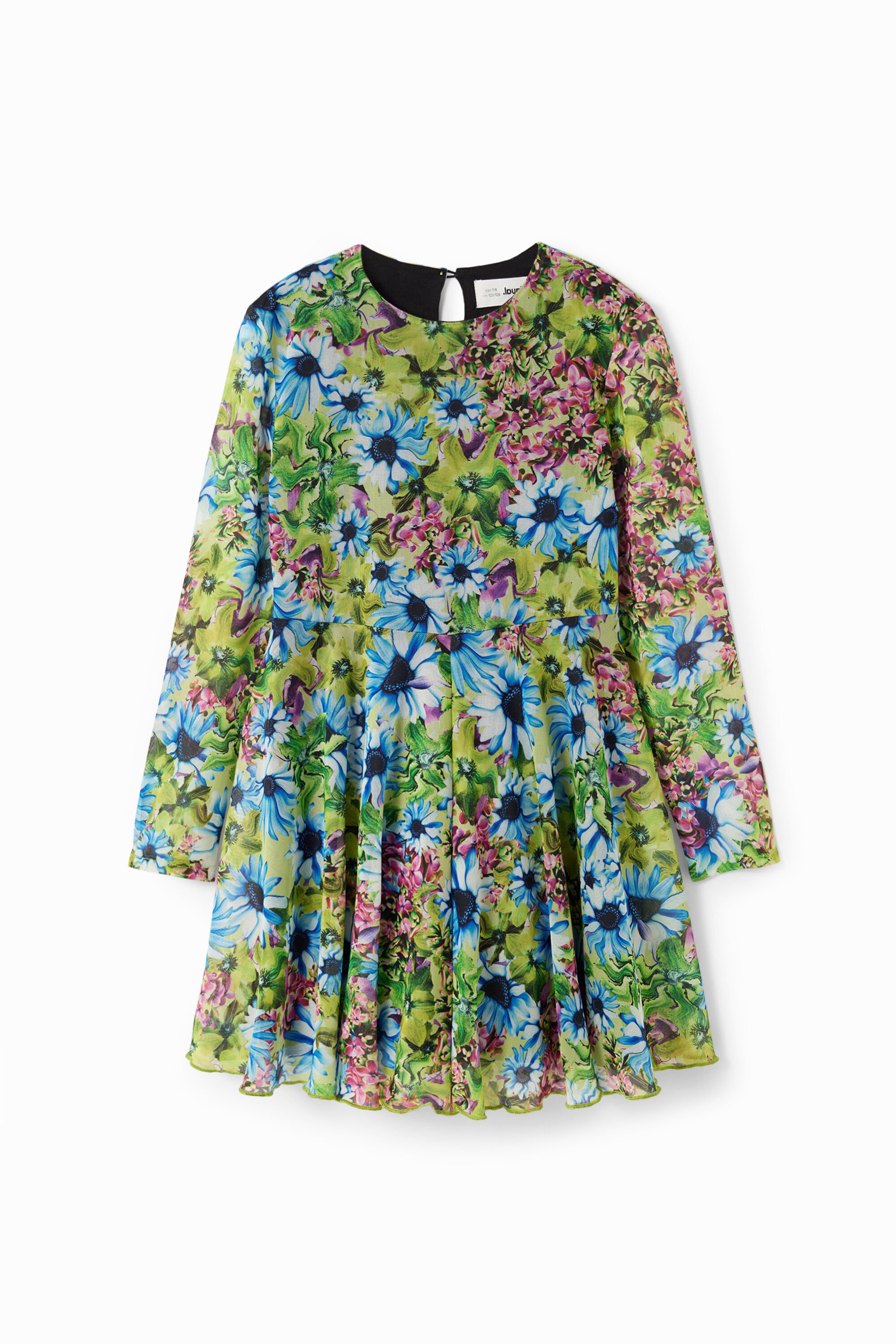 Robe manches longues tulle fleurs