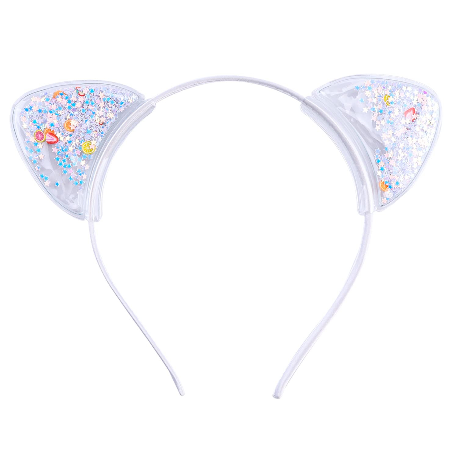 (8er Set) Glitzer Katzen Ohren Haarreif Fasnachts Kostüm Zubehör Motto Party Accessoire Halloween Foto Requisite - Assortiert