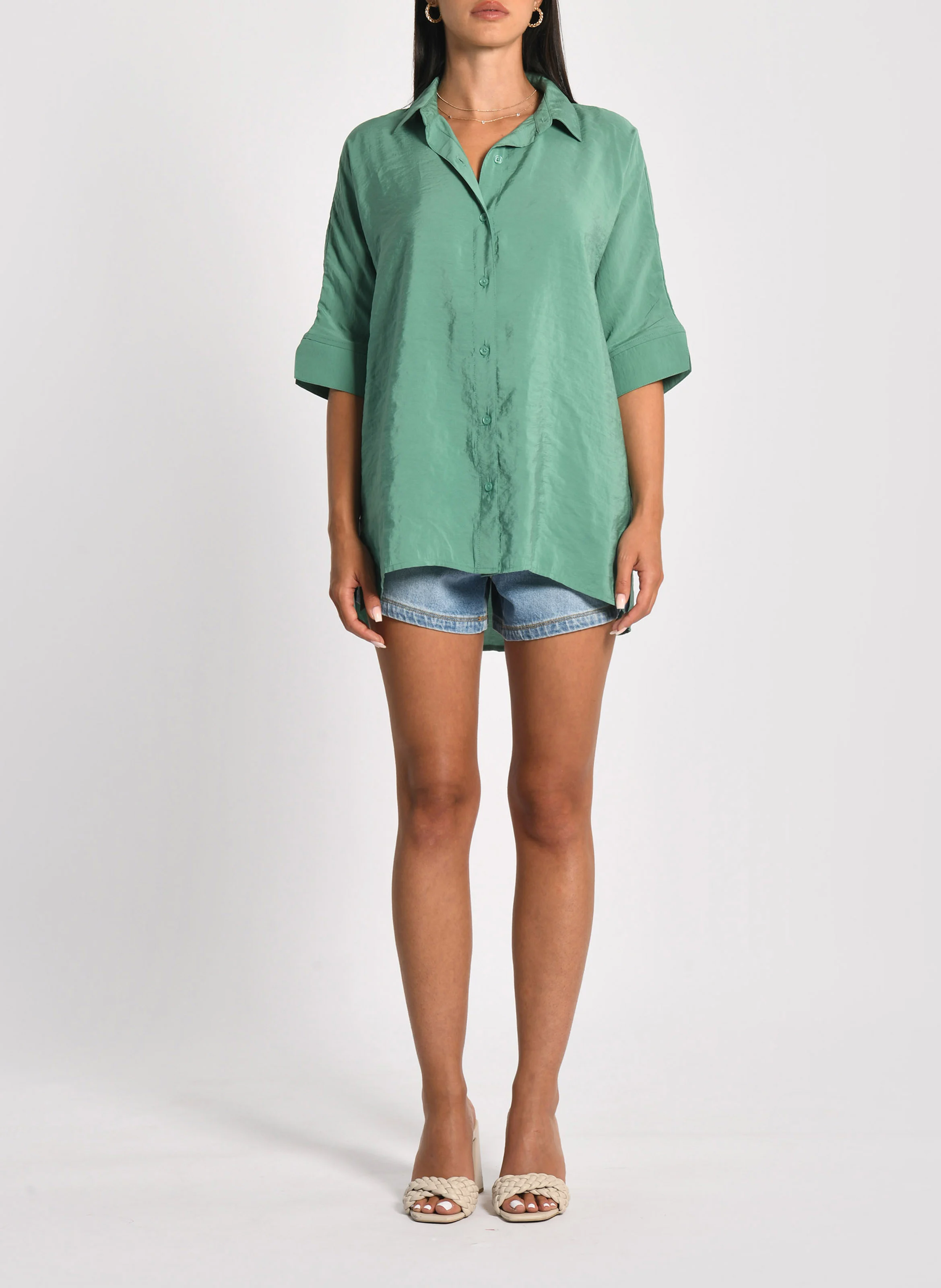 LILOU - Chemise col classique| Vert
