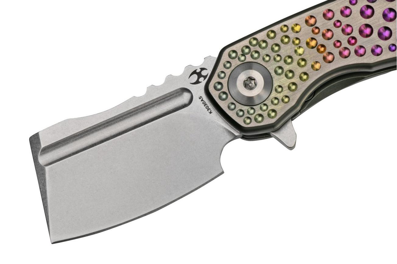 Kansept Mini Korvid K3030A5 Stonewashed CPM-S35VN, Gradient Titanium zakmes, Justin Koch design