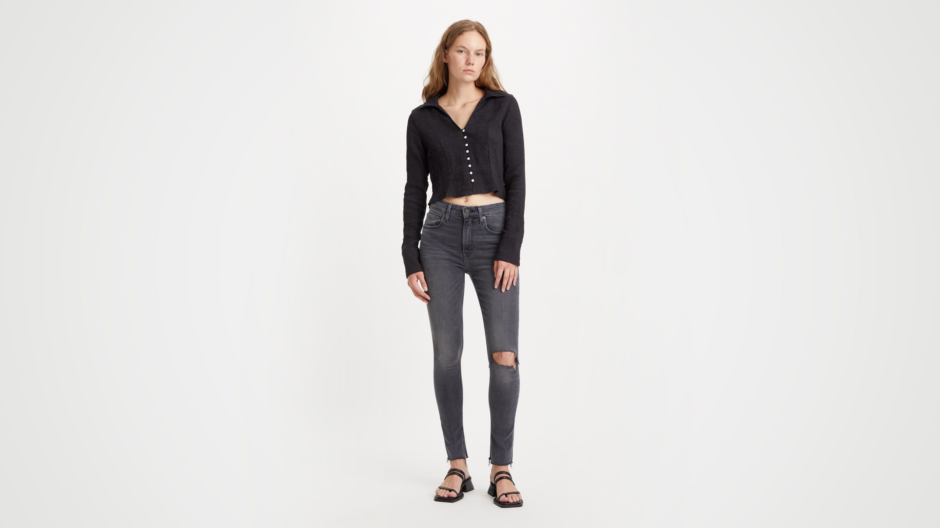Jean skinny 721™ à taille haute - Black Destructed - Noir