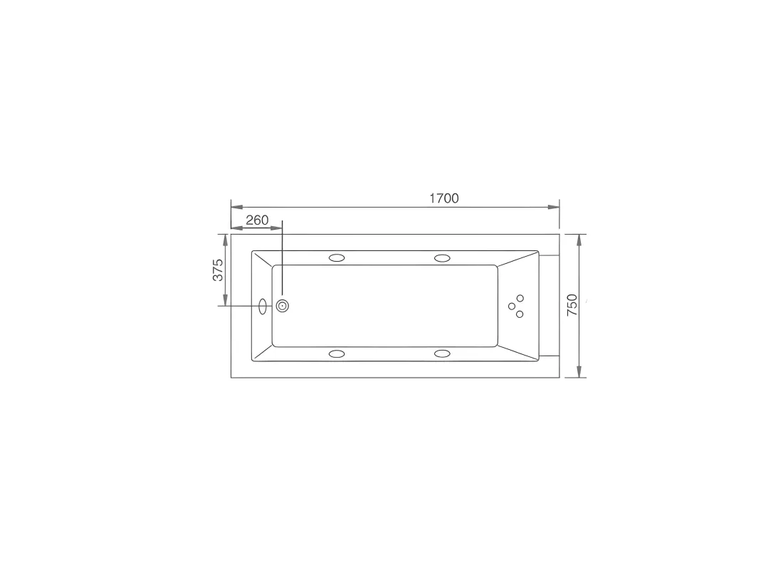 Baignoire balneo Lord Solo BLANC 1 place ARCHIPEL® 170x75 - DROITE