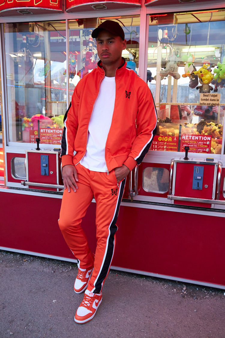 Ensemble 2 pièces veste + jogging à bandes orange