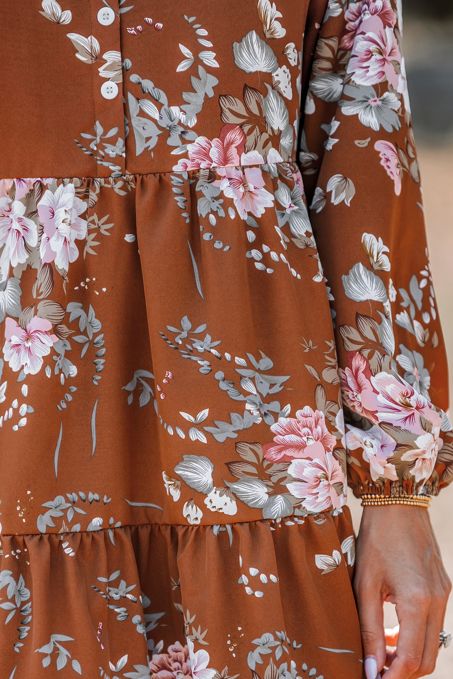 Robe mini à boutons sur le devant et imprimé floral