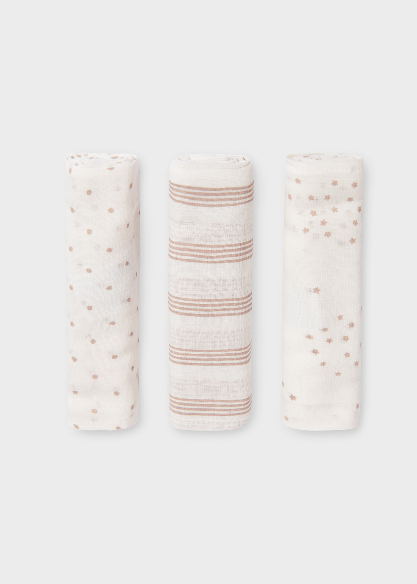 Conjunto de 3 paninhos de musselina para bebê da Better Cotton