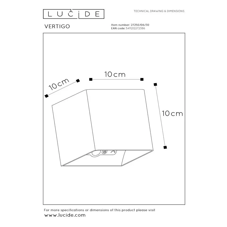 Lucide VERTIGO Wandlamp - Zwart