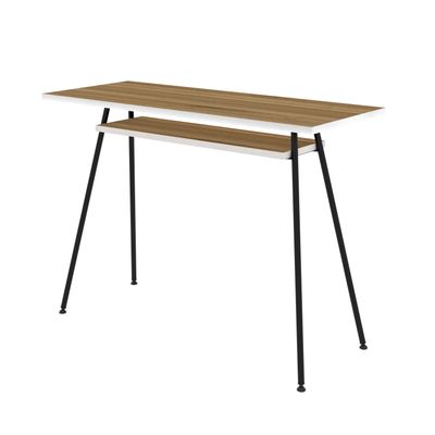 EasyHome - Bureau télétravail LV1 100 cm - avec tablette - noyer - pieds noirs