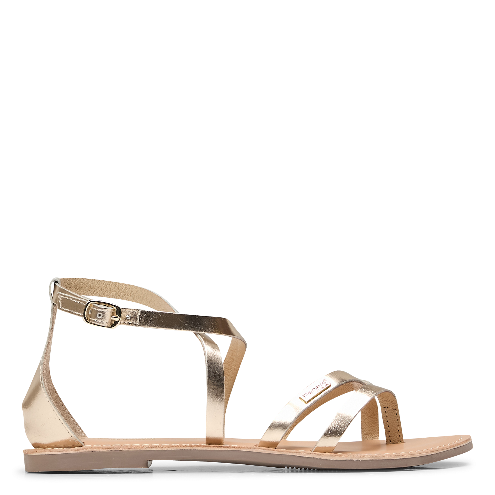 DAROZ - Sandales plates en cuir métallisé | Doré