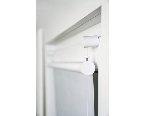 Flex-klemrolgordijn met zijspanning, zonder boren, boven en onder traploos verstelbaar, effen wit, 40x130 cm, inclusief klembeugels