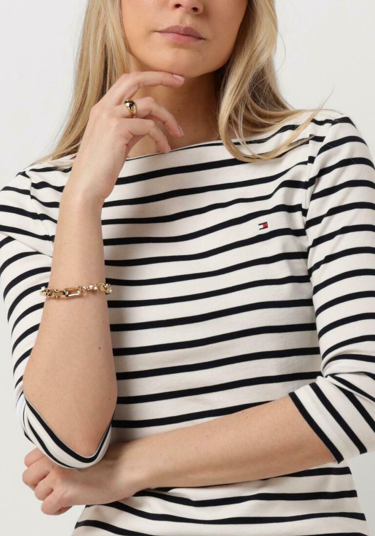 TOMMY HILFIGER witte tommy hilfiger  new cody slim boat-nk 3/4 sleeve