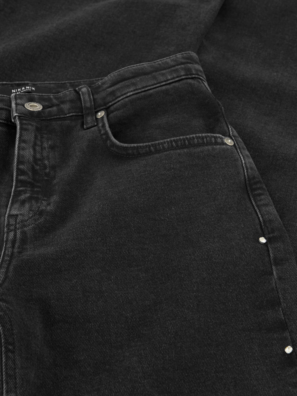 NIK&NIK wide leg high waist jeans black denim