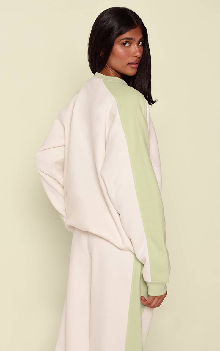Crème Sweat-shirt Oversize À Empiècements Contrastés