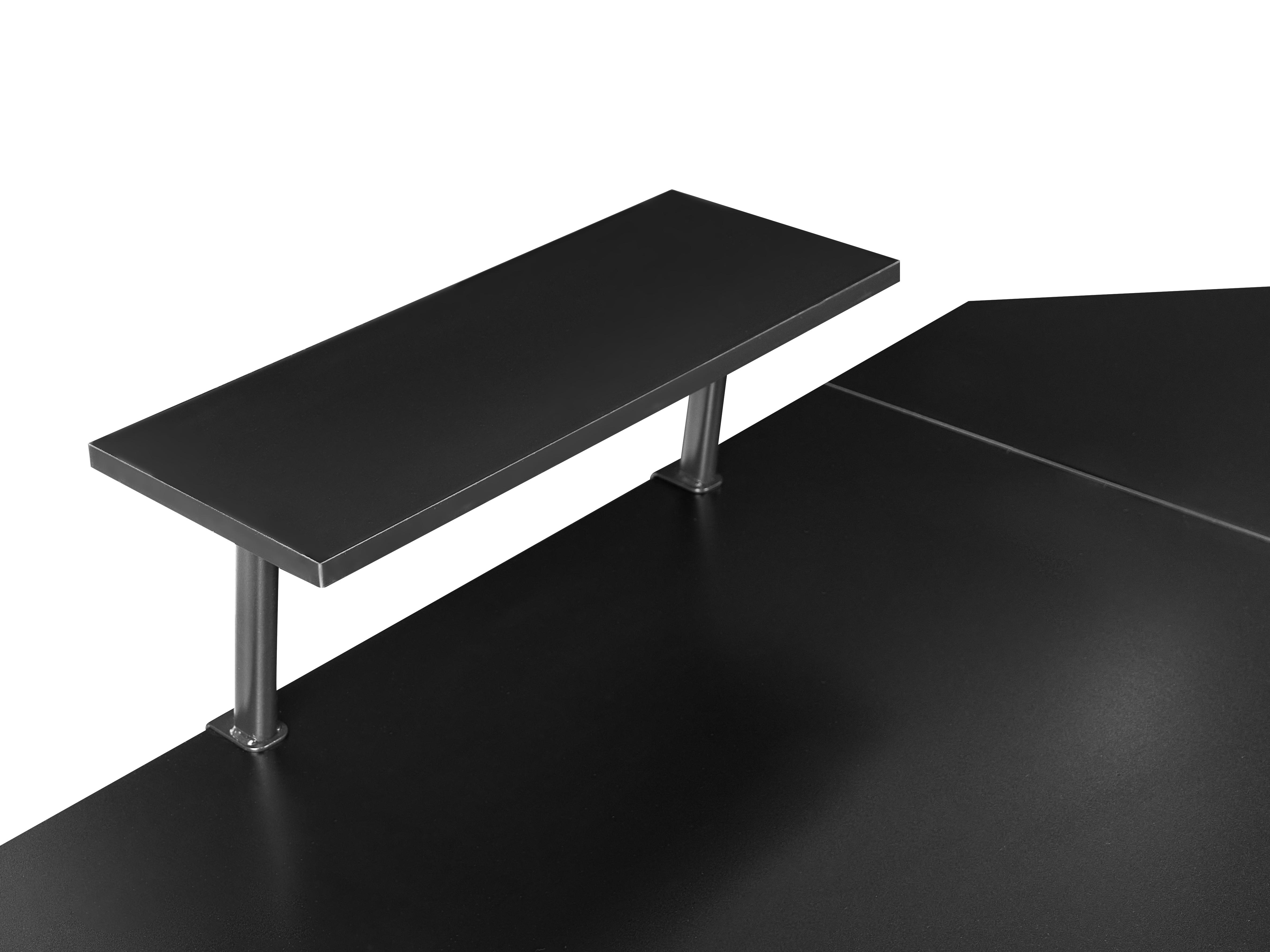 Hoekbureau TACONY Zwart 180 cm 140 cm met opbergruimte