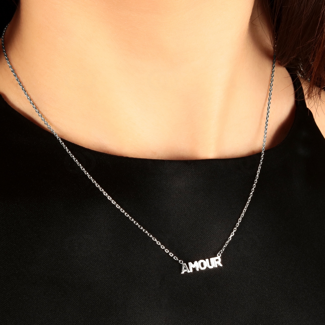 Collier 925 Silber rhodiniert Amour 42cm