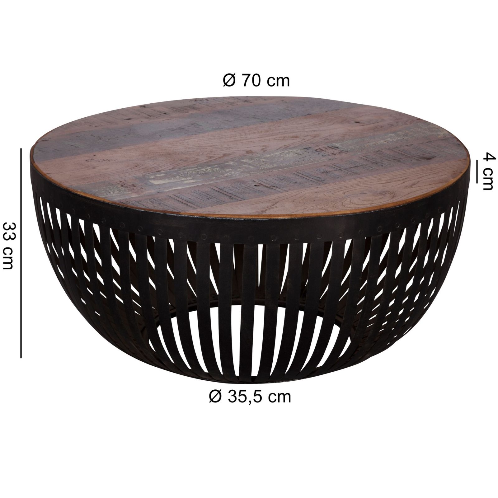 Couchtisch - Mangoholz massiv - schwarz matt - 70 cm