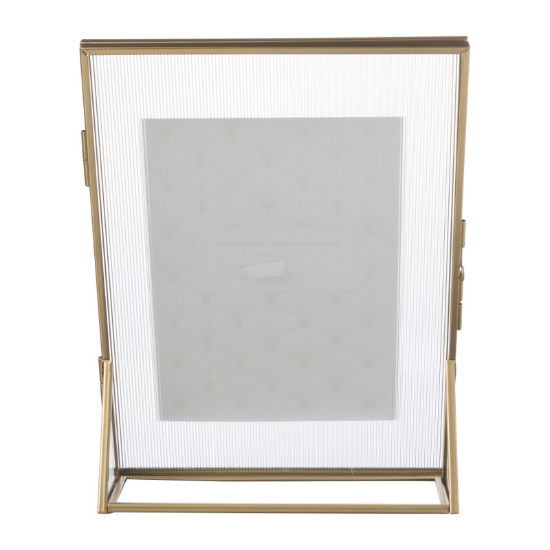 Fotolijst geribbeld glas - 25x18x7 cm - goudkleurig
