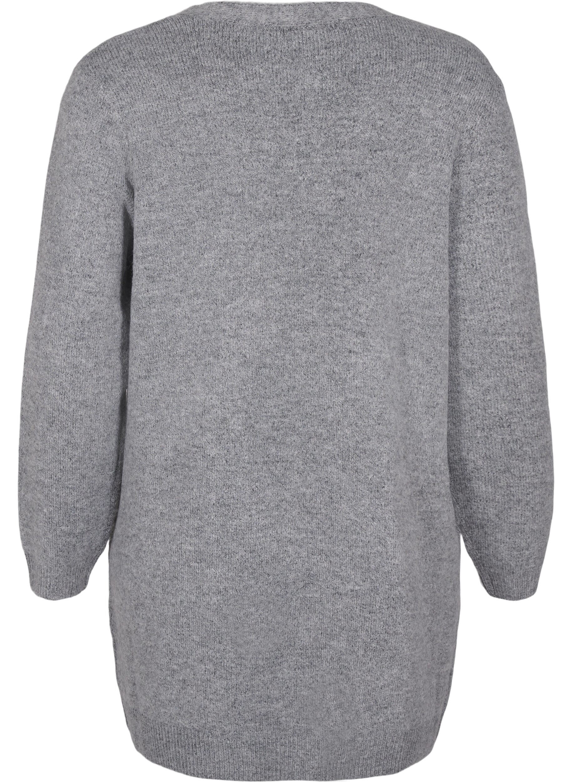 Lang strik cardigan med lommer