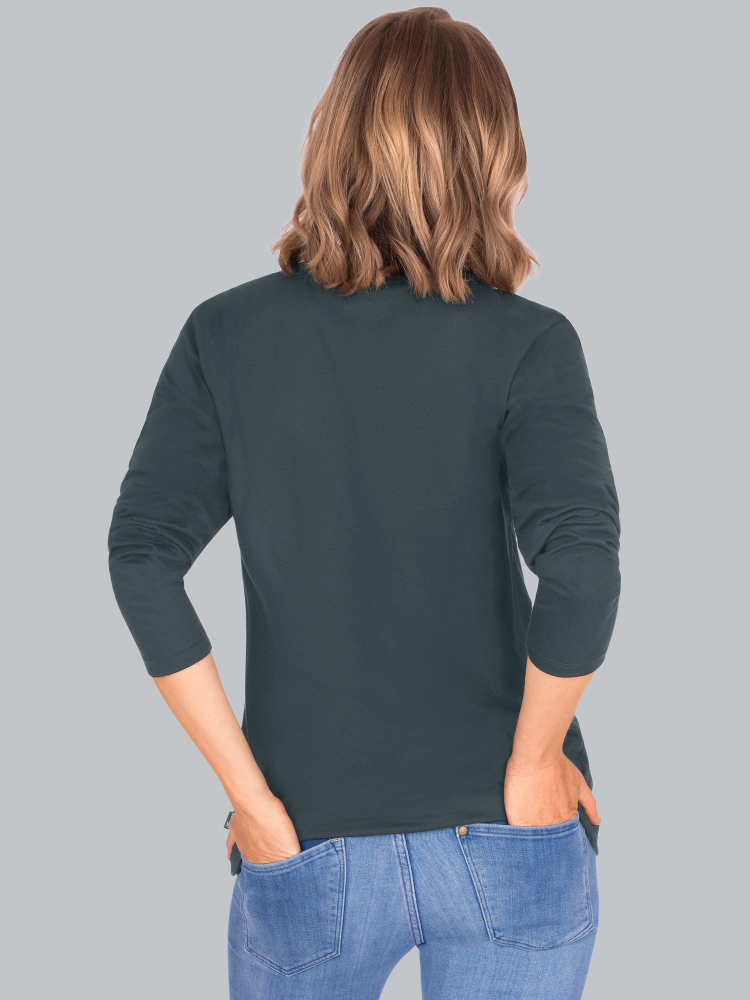 Langarmshirt aus 100% Baumwolle Anthrazit