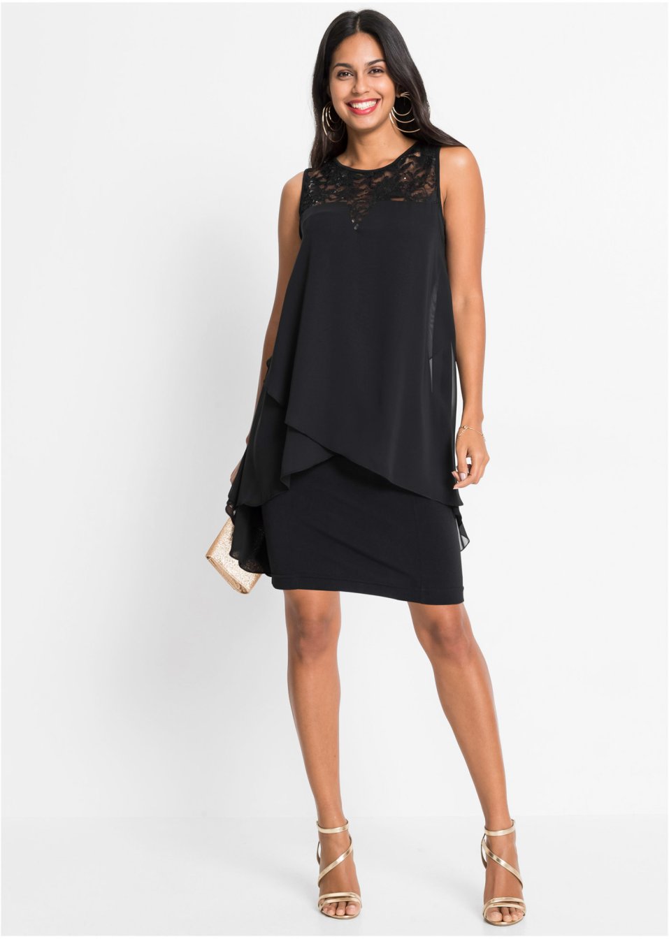 Robe en jersey et chiffon