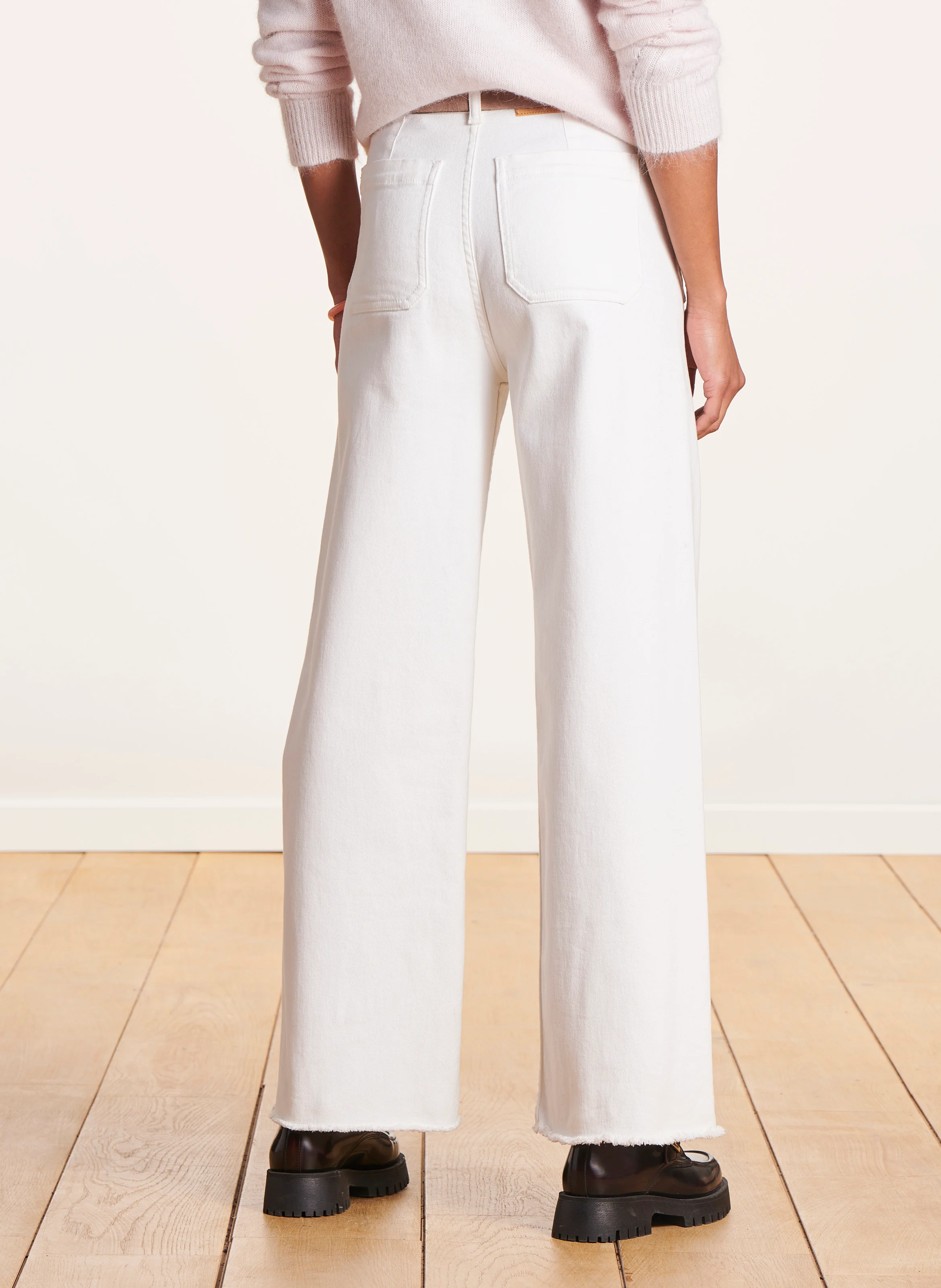 Jean boot-cut taille haute en coton bio | Blanc