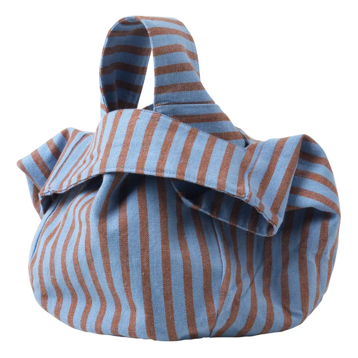 Broste Copenhagen Corbeille à pain Strips en coton | Bleu