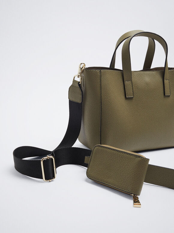 Bolsa de compras com bolsa removível - Cáqui