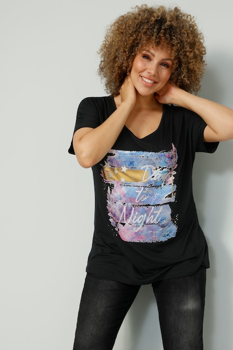 T-Shirt, großer Druck, Halbarm
